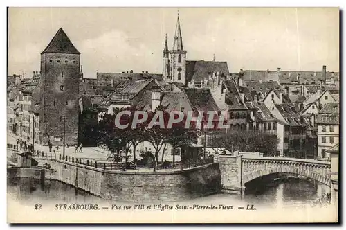 Ansichtskarte AK Strasbourg Vue sur l ill et l Eglise Saint Pierre le Vieux