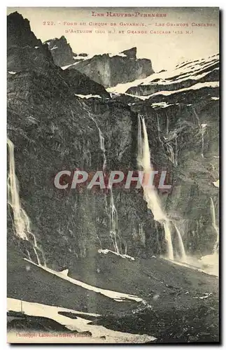 Cartes postales Gavarnie Fond du cirque Les grandes cascades d Astuzon et grande cascade