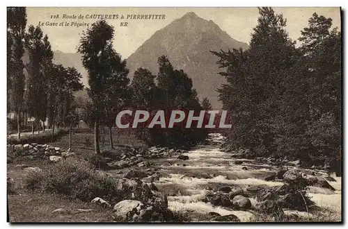 Cartes postales Route de Pierefitte a Cauterets Le Gave et le Peguere