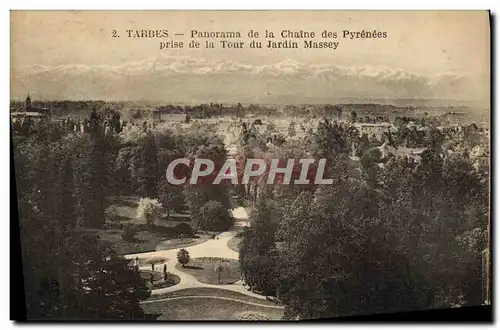 Cartes postales Tarbes Panorama de la Chaine des Pyrenees Prise de la Tour du Jardin Massey