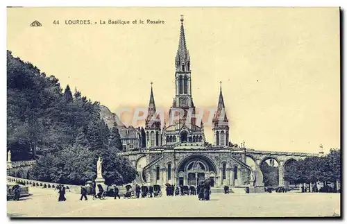 Ansichtskarte AK Lourdes La Basilique et le Rosaire