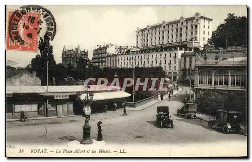 Cartes postales Royat Le Place Allart et les Hotels Automobile