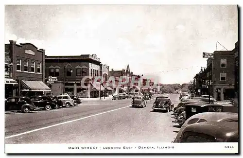 Cartes postales Main Street Looking East Geneva Illnois