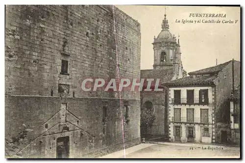 Ansichtskarte AK Fuenterrabia La iglesia y el castillo de Carlos V