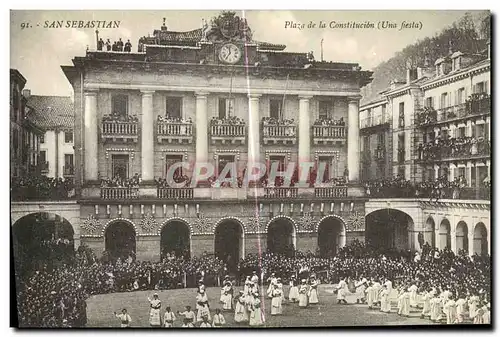 Cartes postales San Sebastian Plaza de la Constitucion Une fiesta