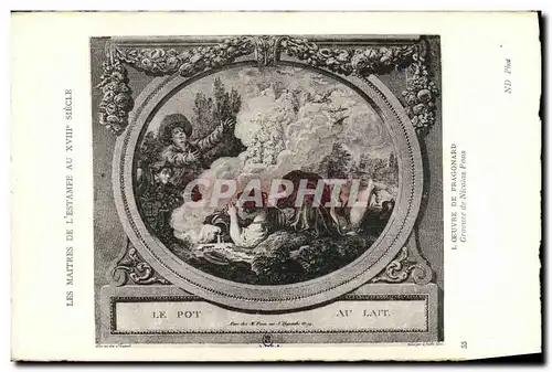 Cartes postales Estampes 18eme Fragonard Nicolas Pons Le pot au lait