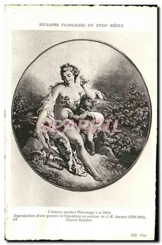 Cartes postales L Estampe Francaies Du 18eme Siecle L amour rendant hommage a sa mere Janinet Boucher