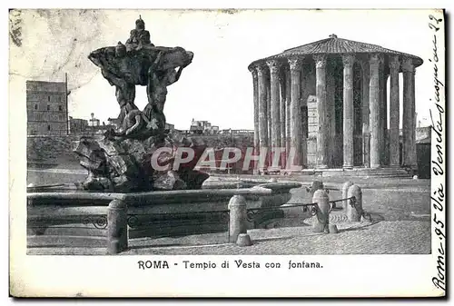 Ansichtskarte AK Roma Tempio di Vesta con fontana