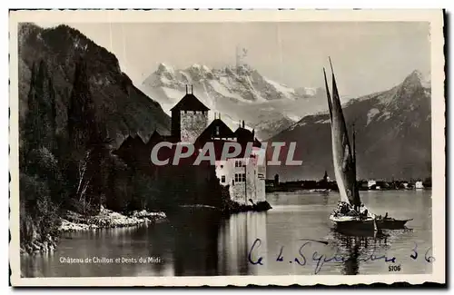 Cartes postales Chateau de Chillon et Dents du Midi