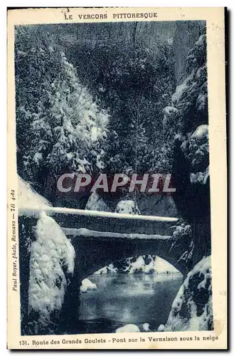 Ansichtskarte AK Route des Grands Goulets Pont sur la Vernaison sous la neige Vercors