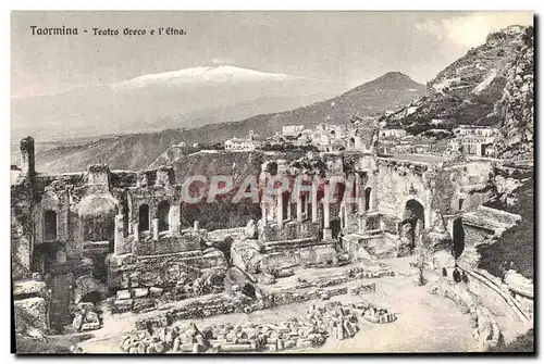 Ansichtskarte AK Taormina Teatro Greco e l Etna