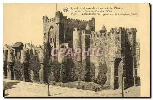 Cartes postales Gand Chateau des comtes de Flandre vu de la place Ste Pharalide