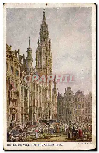 Cartes postales Hotel de Ville Bruxelles en 1833