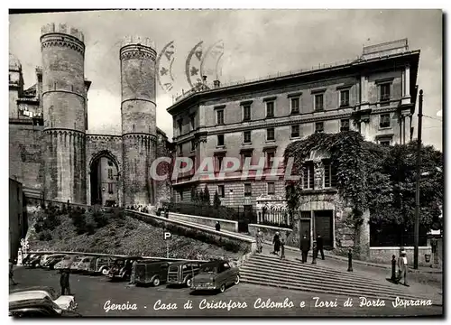 Moderne Karte Genova Casa di Cristoforo Colombo e Torri di Porta Soprana