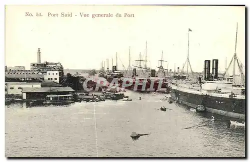 Cartes postales Port Said Vue Generale du port Bateaux