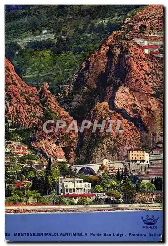 Ansichtskarte AK Mentone Grimaldi Ventimiglia Ponte San Luigi Frontiera Italin