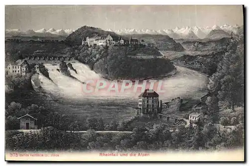 Cartes postales Rheinfall und die Alpen