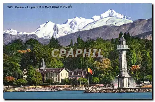 Cartes postales Geneve Le Phare et le Mont Blanc