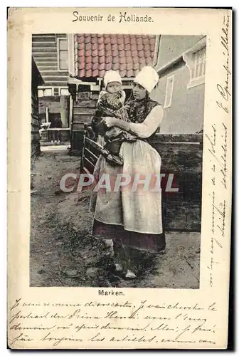 Cartes postales Souvenir de Hollande Marken Folklore Femme Enfant