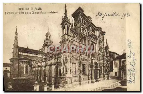 Cartes postales Certosa di Pavia Facciata e Itanco della Chiesa