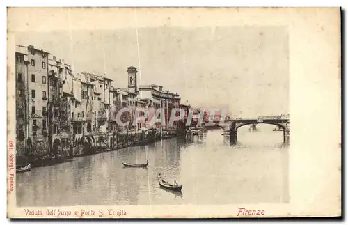 Ansichtskarte AK Veduta dell Arno e Ponte S Trinita Firenze