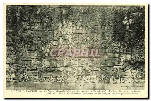 Cartes postales Ruines D Angkor Le Bayon Bas relief des galeries exterieures