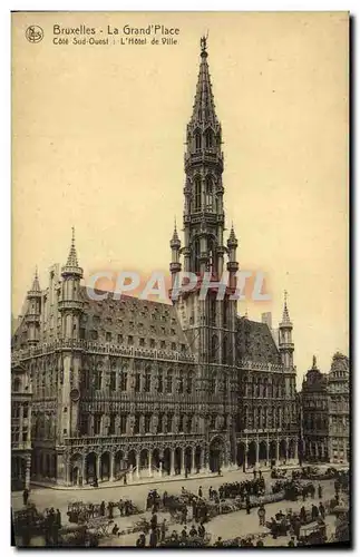 Cartes postales Bruxelles La Grand Place Cote Sud Ouest L Hotel de Ville
