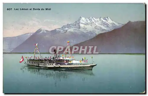 Cartes postales Lac Leman et Dents Du Midi Bateau