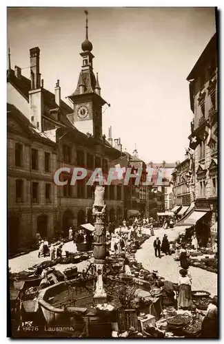 Cartes postales Lausanne Marche de la Palud et hotel de ville