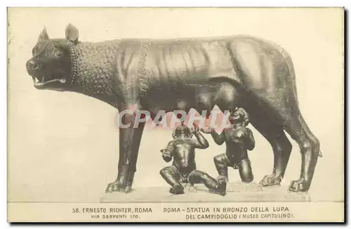 Ansichtskarte AK Ernesto Richter Roma Statua In Bronzo Della Lupa