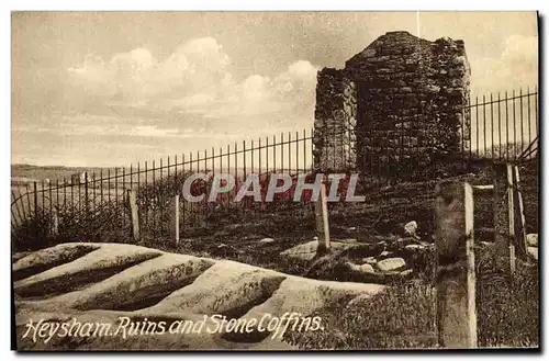 Ansichtskarte AK Heysham Ruins And Stone Coffins