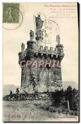 Cartes postales Ax les Thermes Monument de la vierge dit ND d Ax Situe au dessus de la ville