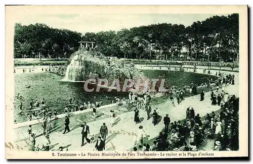 Cartes postales Toulouse La Piscine Municipale du Parc toulousain Le rocher et la plage des enfants