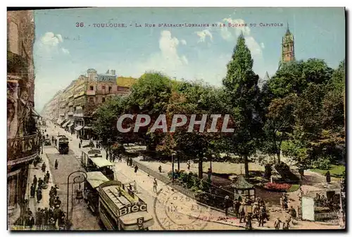 Cartes postales Toulouse La Rue D Alsace Lorraine Et Le Square du Capitole