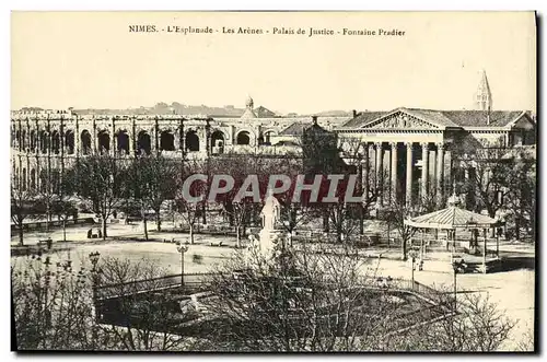 Ansichtskarte AK Nimes L Esplanade Les Arenes Palais de Justice Fontaine