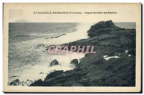 Cartes postales St Guenole Penmarch Vague Heurtant les Rochers