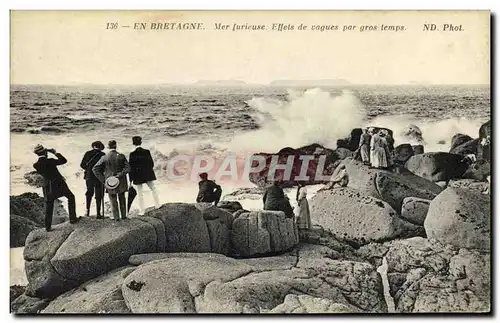 Ansichtskarte AK En Bretagne Mer furieuse Effets de Vagues Par Gros Temps