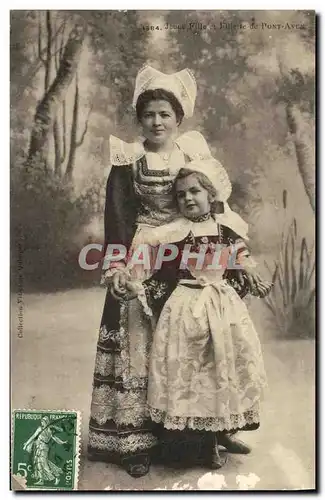 Cartes postales Pont Aven Jeune fille et fillette Folklore