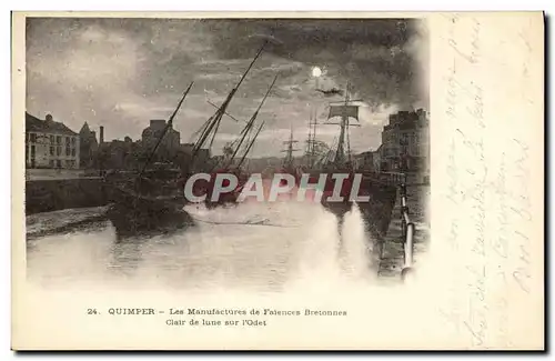 Cartes postales Quimper Les Manufactures de Falences Bretonnes Clair de lune sur l Odet Bateaux