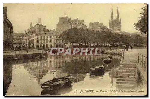 Cartes postales Quimper Vue sur l Odet et la Cathedrale