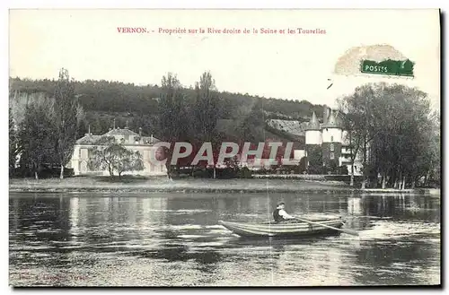 Ansichtskarte AK Vernon Propriete sur la Rive dorite de la Seine et les Tourelles Barque