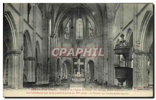 Cartes postales Dreux Interieur de l Eglise St Pierre La grande nef et le choeur