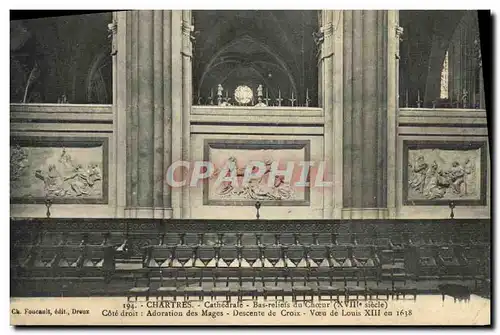 Ansichtskarte AK Chartres Cathedrale Bas relief du Choeur Adoration des mages Descente de Croix Voeu de Louis XII