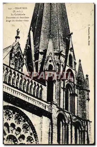 Cartes postales Chartres La Cathedrale Frontons aux deuxieme etage du clocher vieux