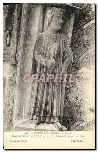 Cartes postales Cathedrale de Chartres Detail du Portail Nord Avril regarde pousser ses Epis