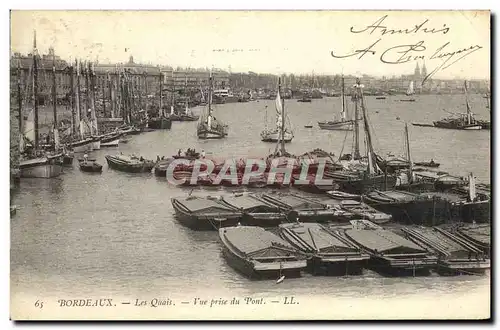 Cartes postales Bordeaux Les Quais Vue prise du Pont Bateaux