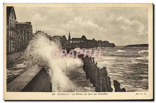 Ansichtskarte AK Saint Malo Le Sillon Un Jour de Tempete