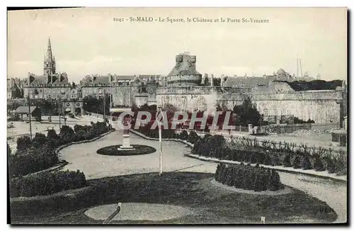 Ansichtskarte AK St Malo Le Square Le Chateau et le Porte St Vincent Train