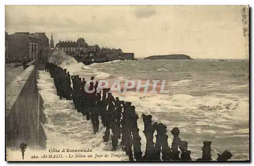 Ansichtskarte AK St Malo Le Sillon un Jour de Tempete