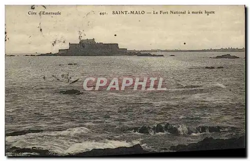 Cartes postales Saint Malo Le Fort National a Maree haute